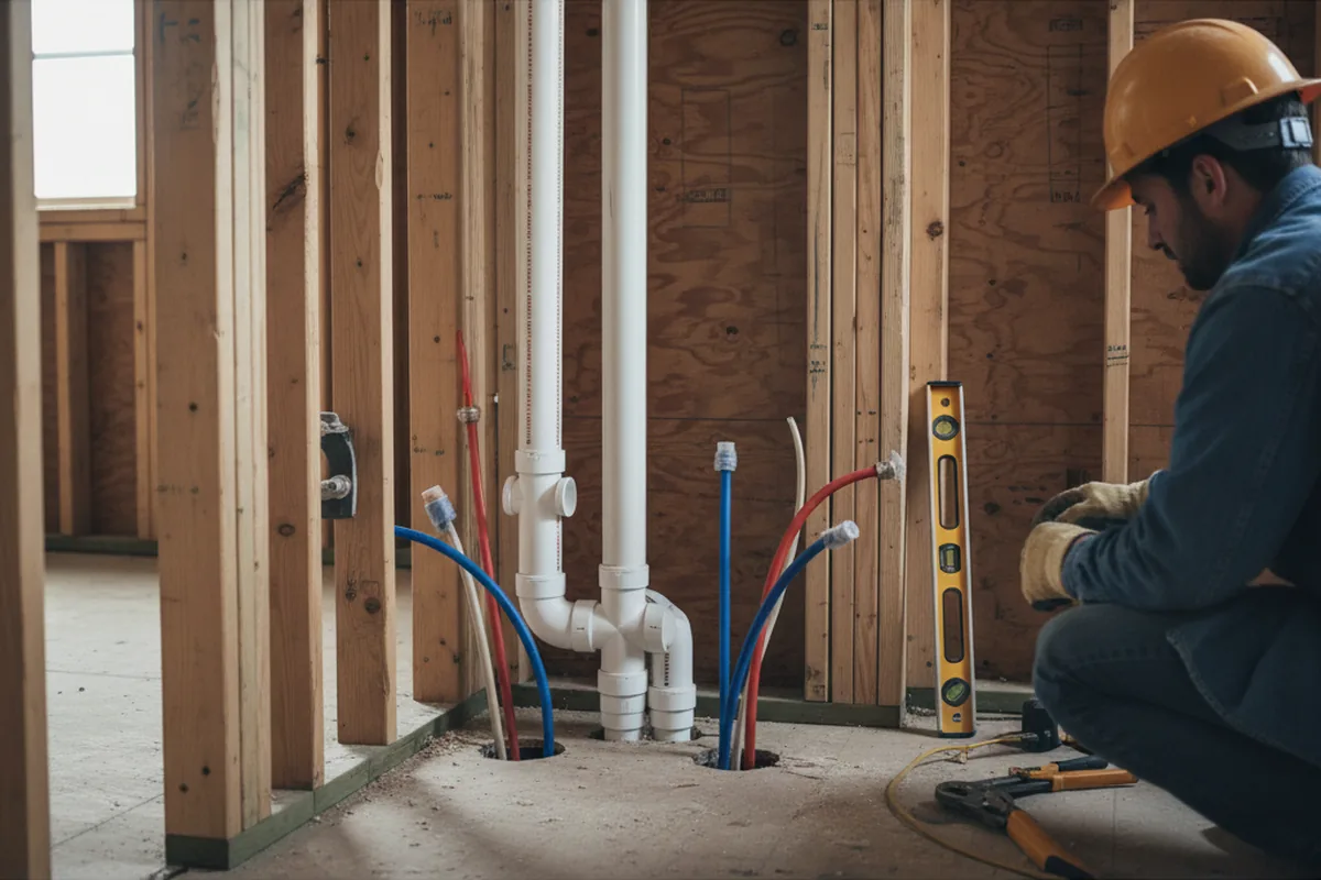 Drain and supply rough-in during Garbage Disposal Repair in Foreston