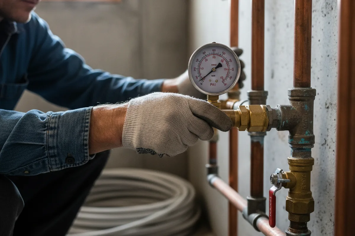 Pressure testing a repaired line during Water Line Repair in Foreston